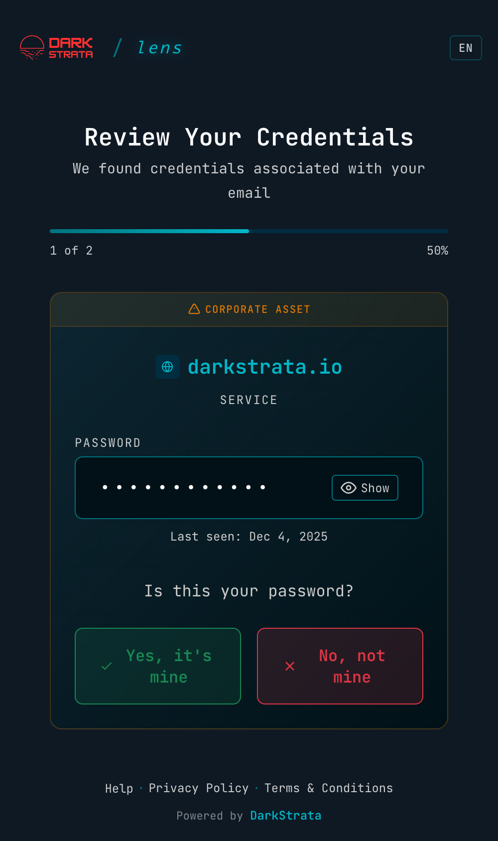 Credential review card